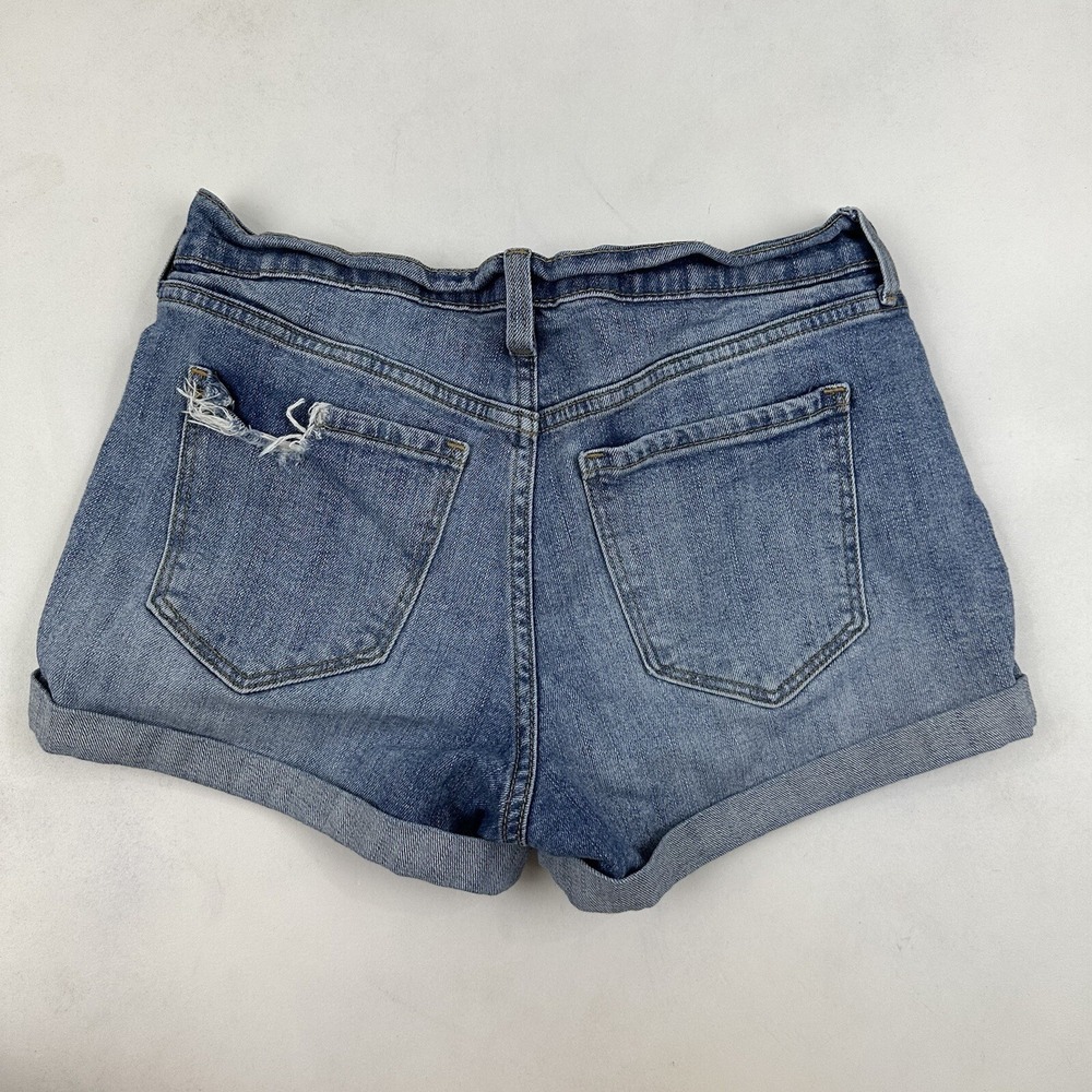 Old Navy Boyfriend Denim Blue Jean Shorts Cuffed Sz 2 Distressed Cotton Stretch - Picture 6 of 6